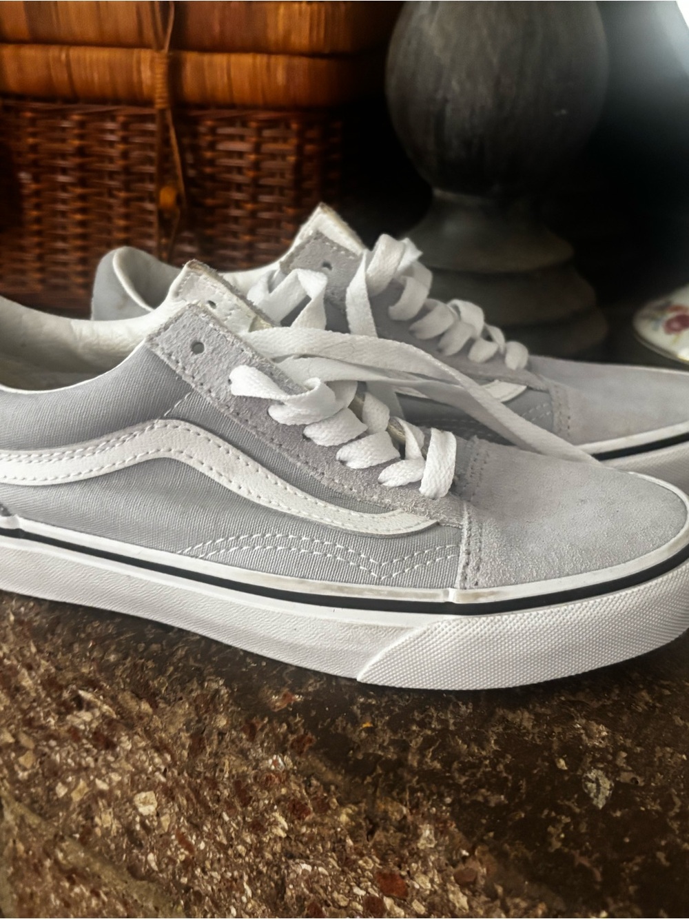 Vans Women’s Low-Top Sneakers in Light Gray and White